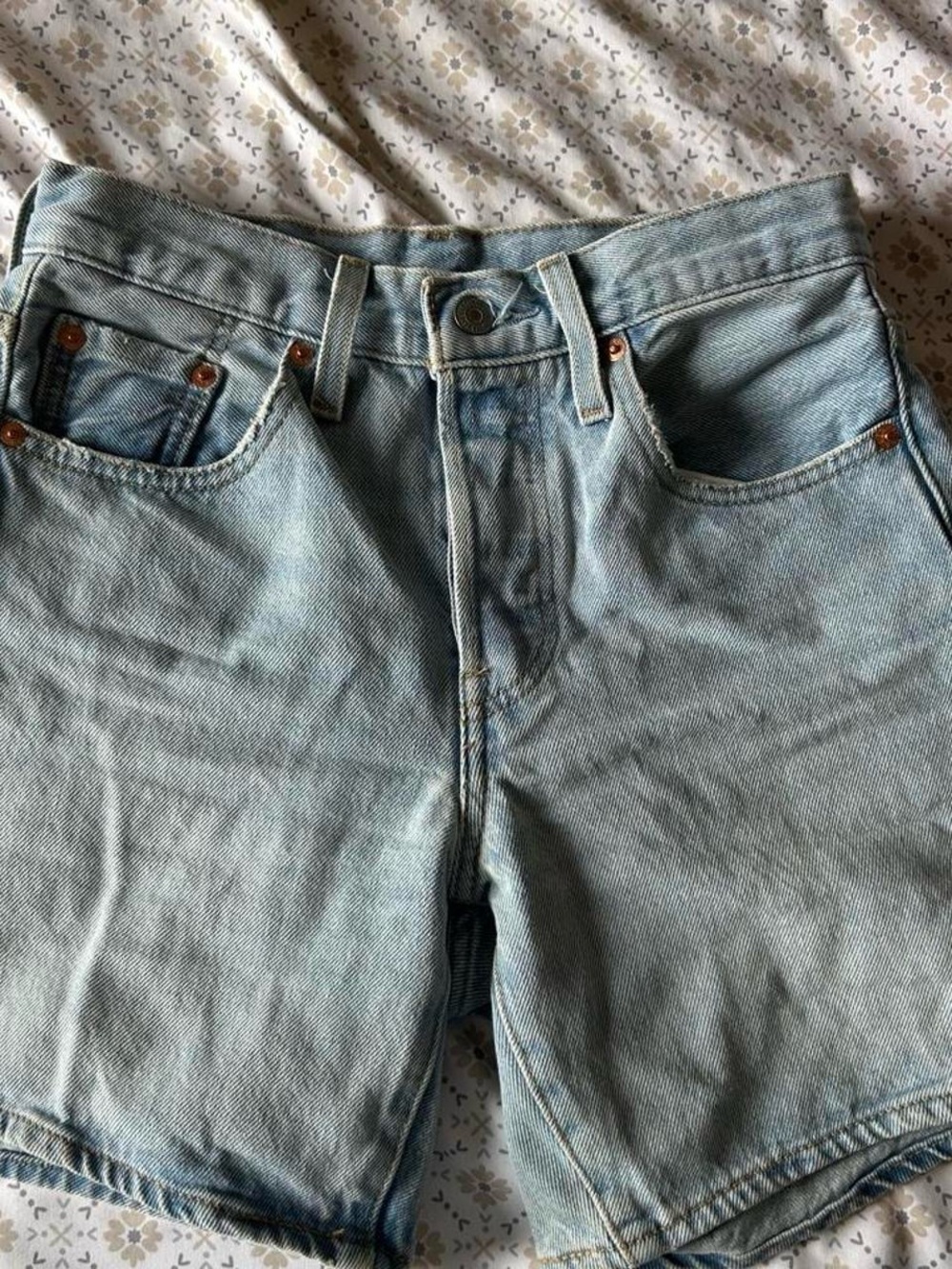 Levi's Washed Light Blue High-Rise Denim Shorts
